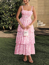 Load image into Gallery viewer, Floral Print Cake Layered Chiffon Slip Dress
