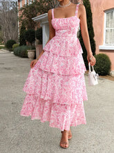 Load image into Gallery viewer, Floral Print Cake Layered Chiffon Slip Dress
