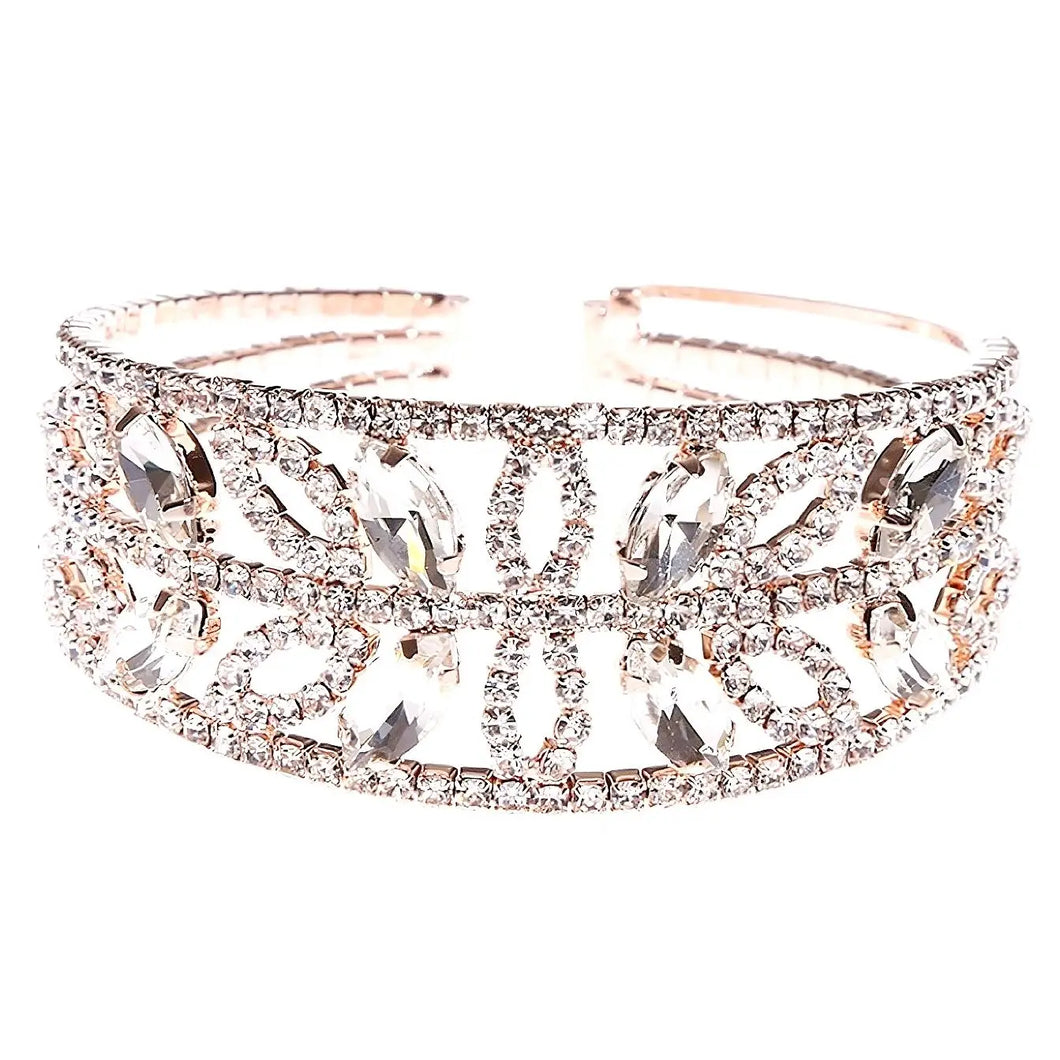Rhinestone floral leaf bracelet