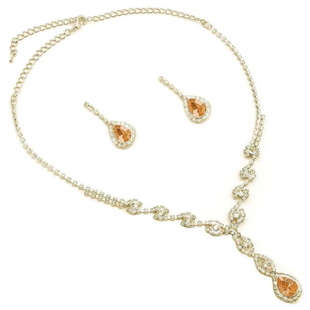 Crystal Eye Teardrop Necklace Set