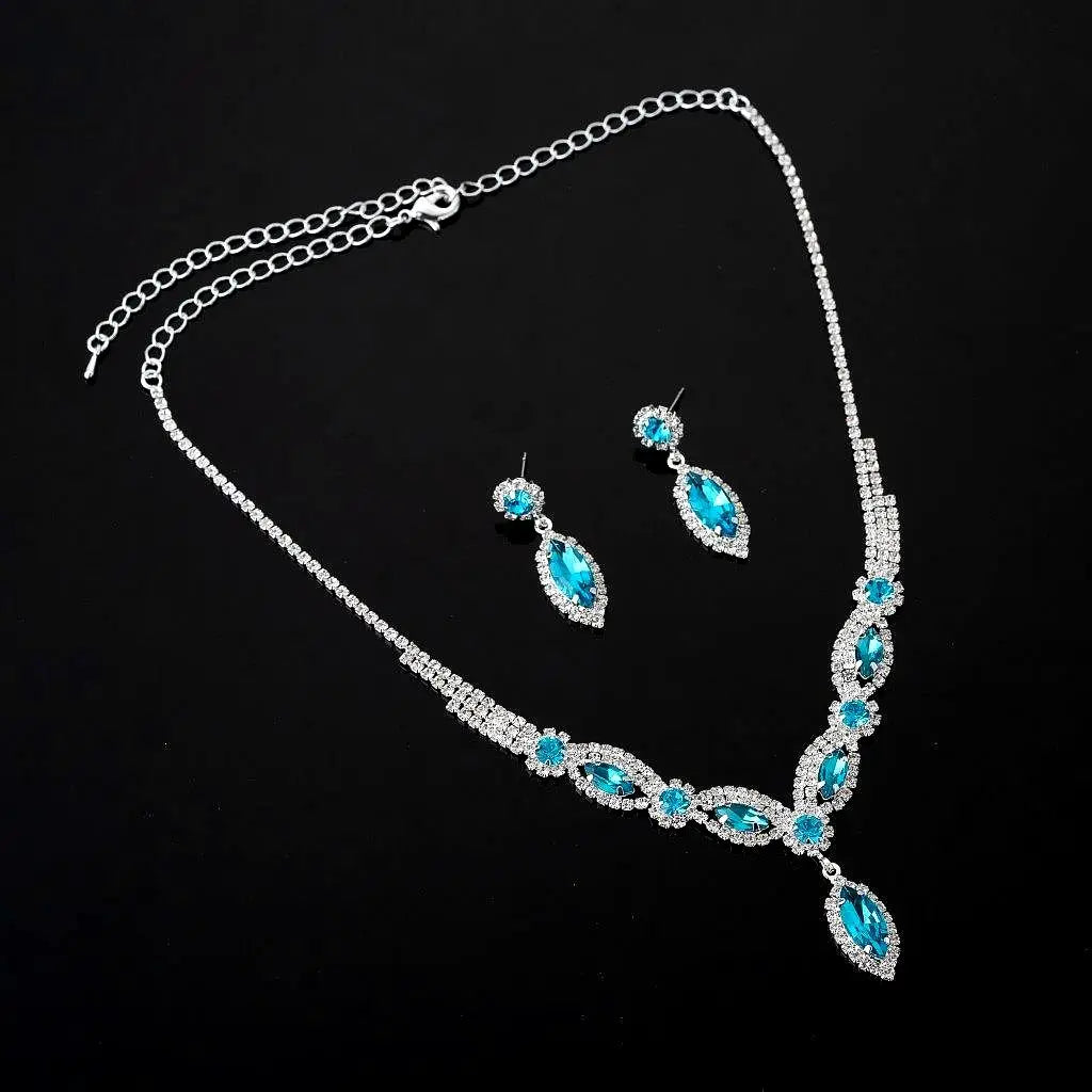 Marquise dangle rhinestone necklace set