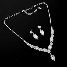 Load image into Gallery viewer, Marquise dangle rhinestone necklace set
