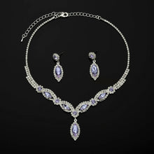 Load image into Gallery viewer, Marquise dangle rhinestone necklace set
