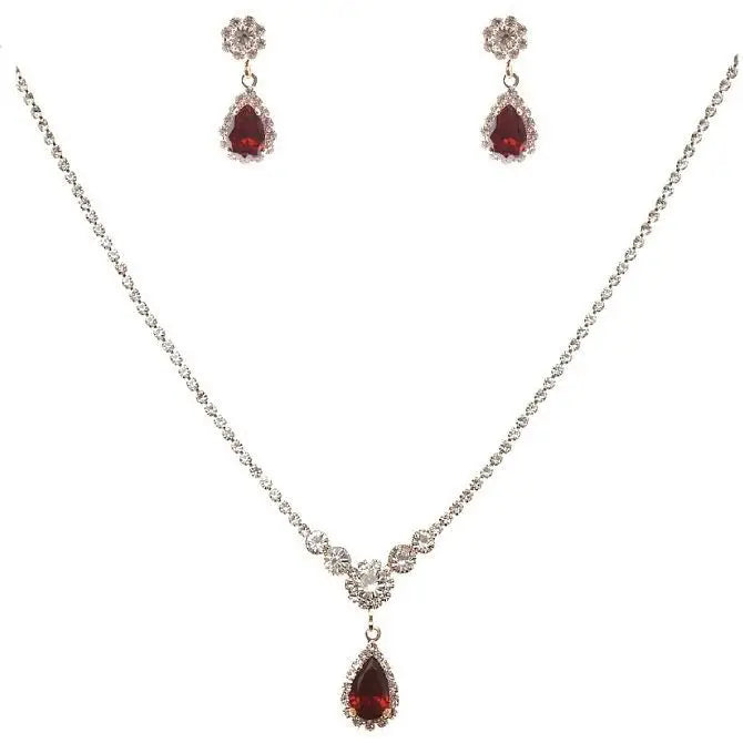 Floral dangle pear necklace set
