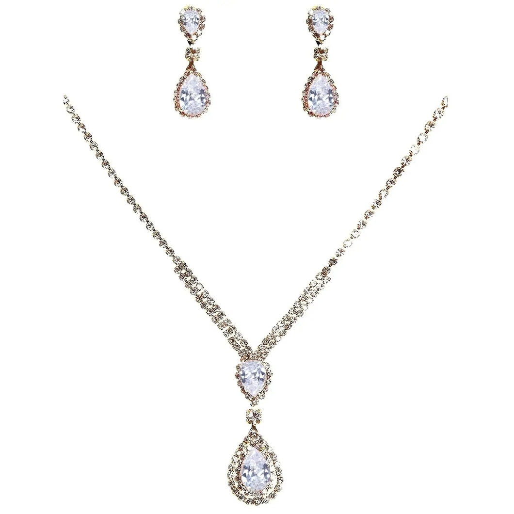 Dangle reversed pear shape necklace set