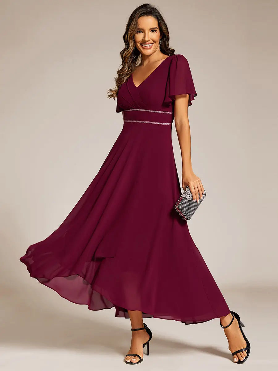 Burgundy Chiffon Dress