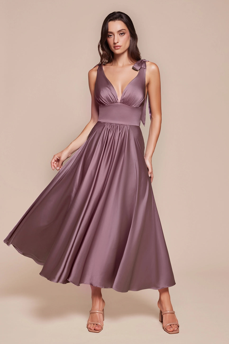 Tea Length Satin Dress