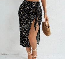 Black Floral Skirt