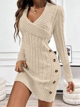 Load image into Gallery viewer, Button sweater dress
