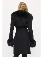Load image into Gallery viewer, Belted fur trim coat
