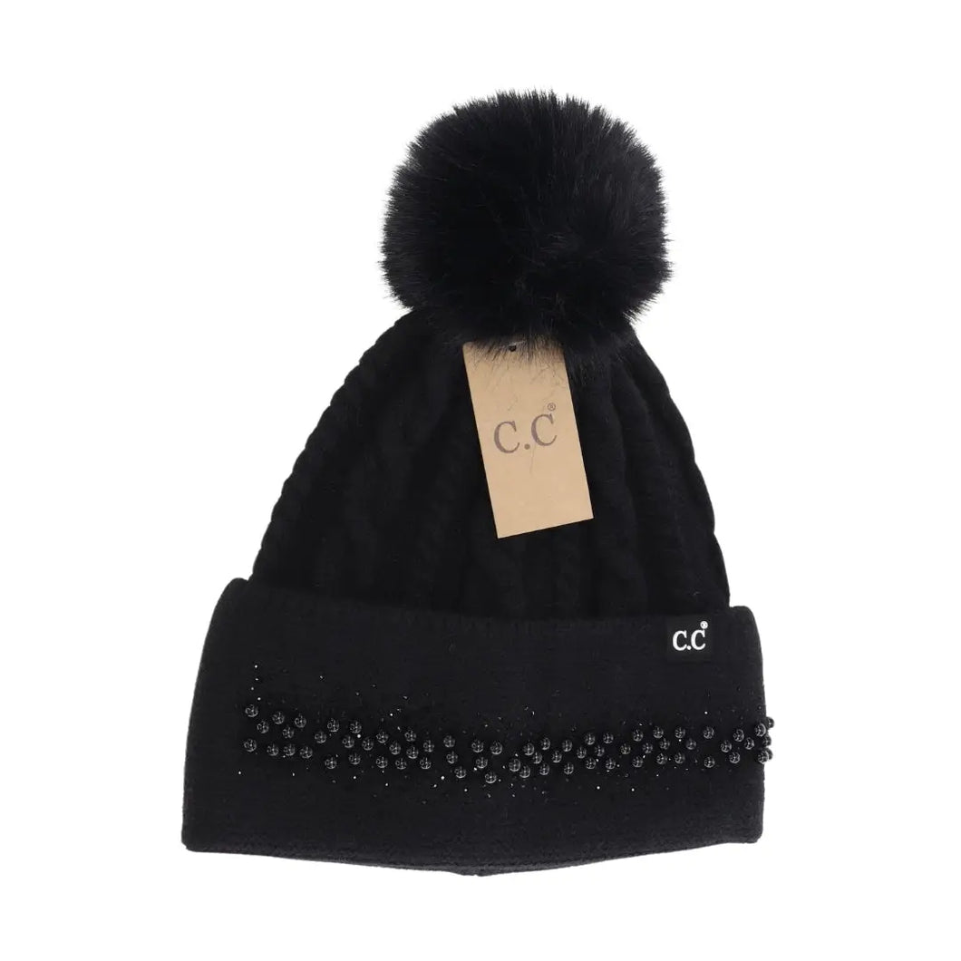 Pearl Embellished Faux Beanies