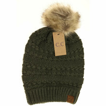 Load image into Gallery viewer, Whipstitch Faux Beanie HAT7392POM
