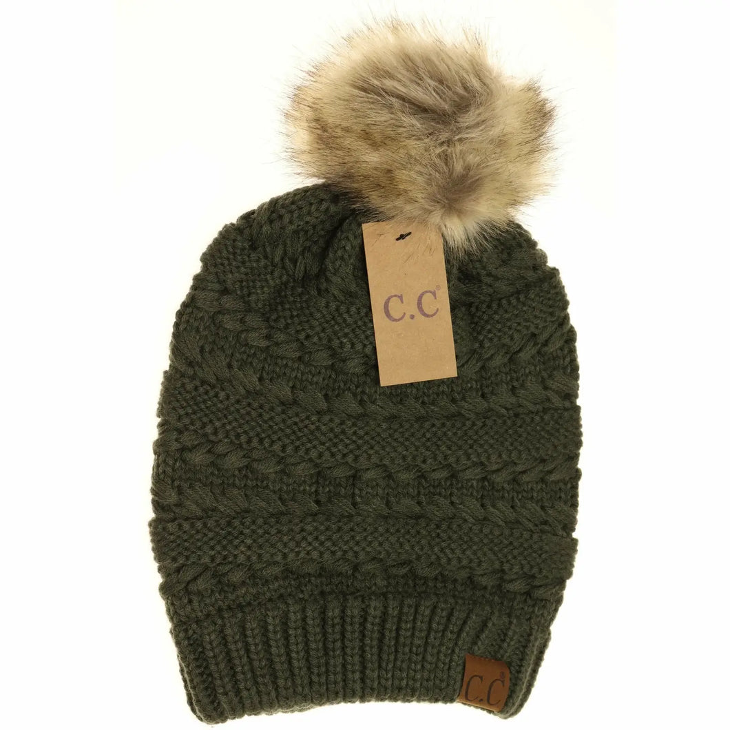 Whipstitch Faux Beanie HAT7392POM