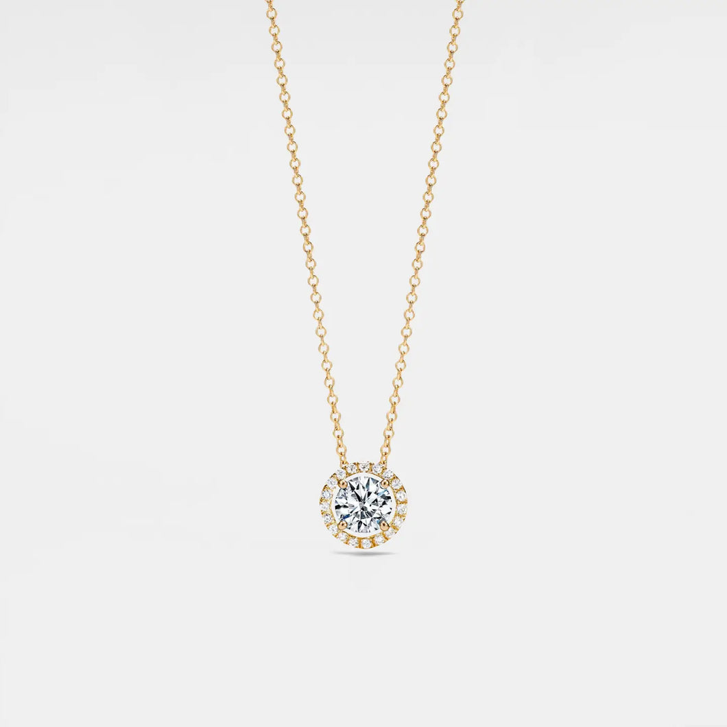 Moissanite Halo Necklace