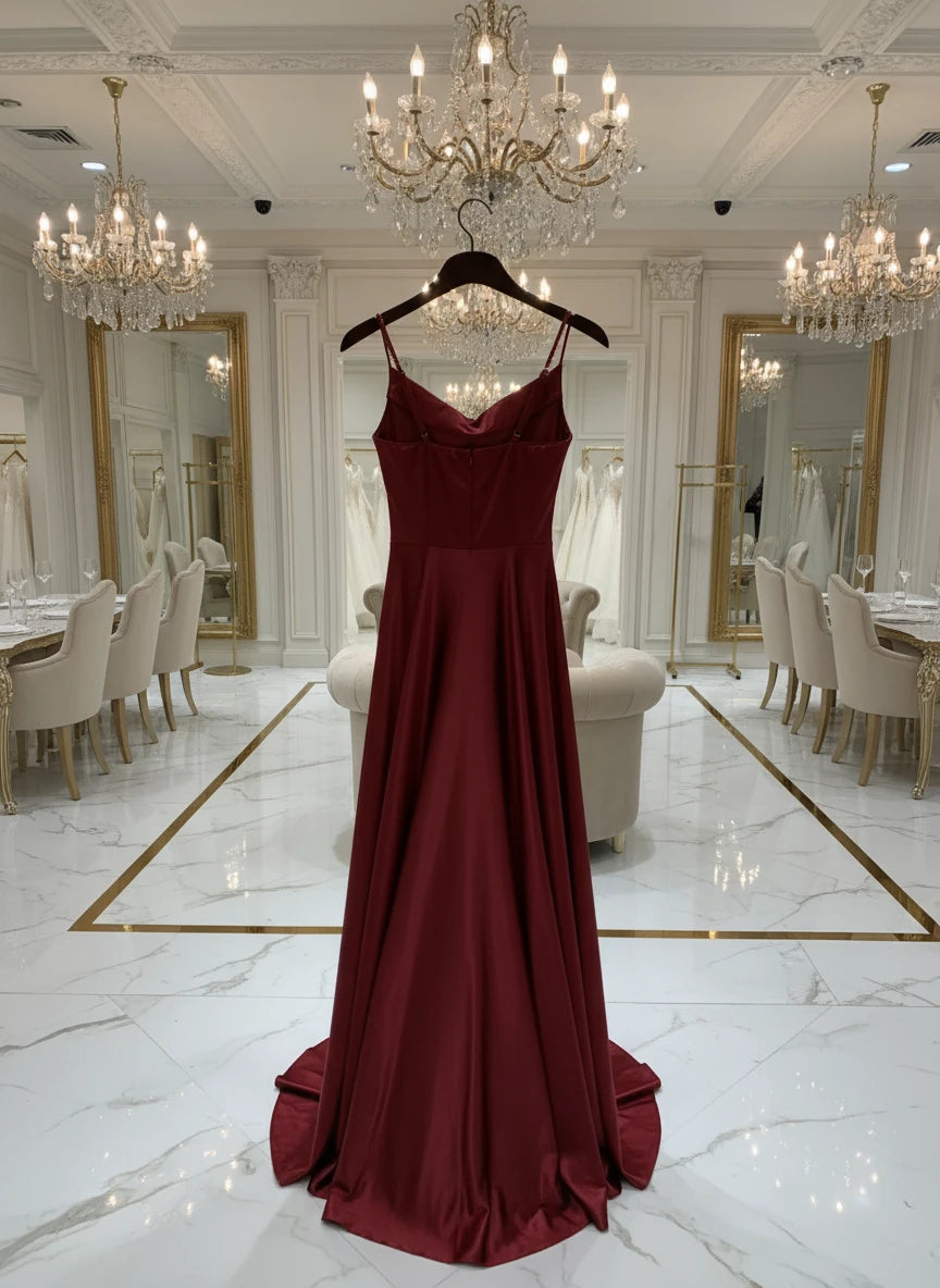 Pearl Strap Satin Midi Dress