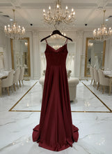 Load image into Gallery viewer, Pearl Strap Satin Midi Dress
