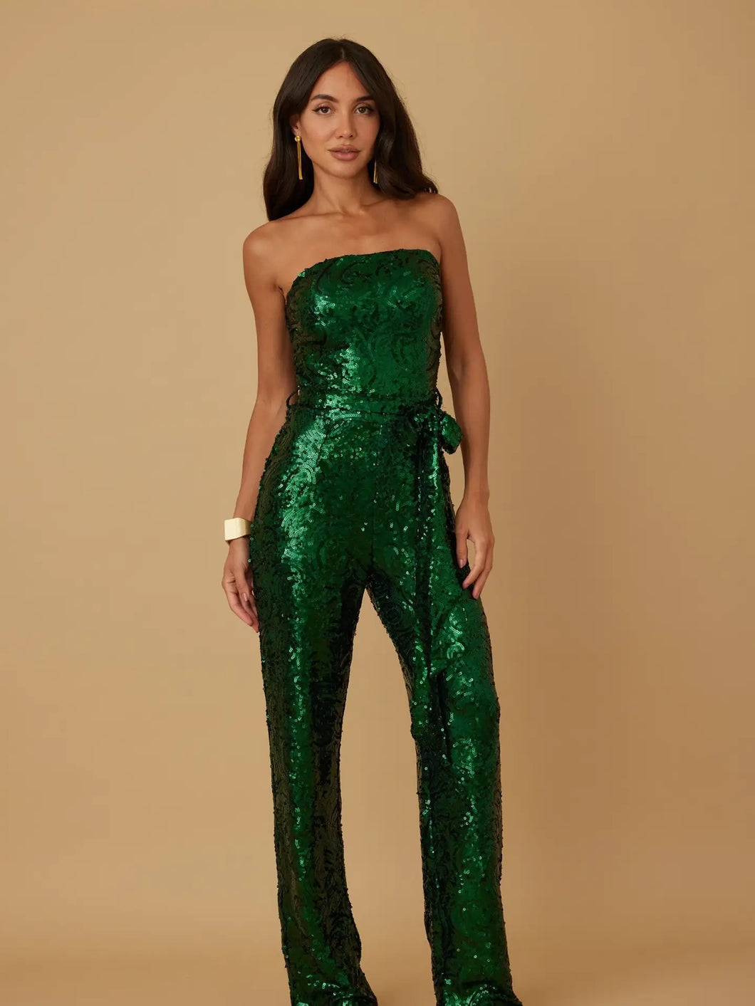 Tube Top Sequin Jumpsuit