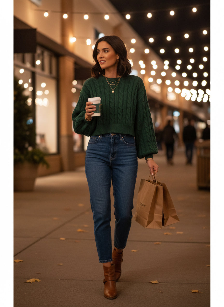 Green Crop Sweater