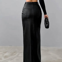 Load image into Gallery viewer, Black Fleece Leather Skirt
