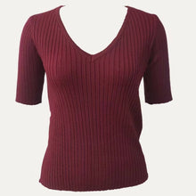 Load image into Gallery viewer, Solid Ribbed V-neck
