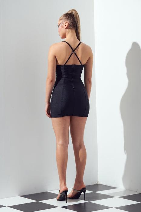 sleeves black mini dress Black Embellished Long Sleeve Mini Dress