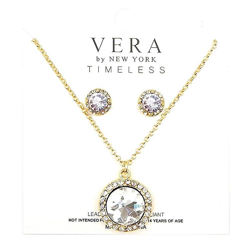 Circle Rhinestone Pendant Set