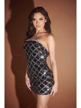 Load image into Gallery viewer, Pearl &amp; Sequin Velvet Mini Dress
