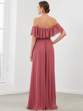 Load image into Gallery viewer, Off Shoulder Thigh Split Bridesmaid Dress
