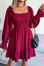Load image into Gallery viewer, Smock Long Sleeve Ruffle Dress
