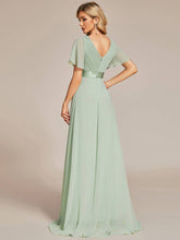 Load image into Gallery viewer, Double V-Neck Ruffles Evening Dress
