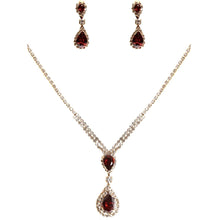 Load image into Gallery viewer, CZ Dangle Reversed Pear Shape Necklace Set
