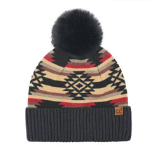 Load image into Gallery viewer, Aztec Patterned C.C Pom Beanie HTE0127
