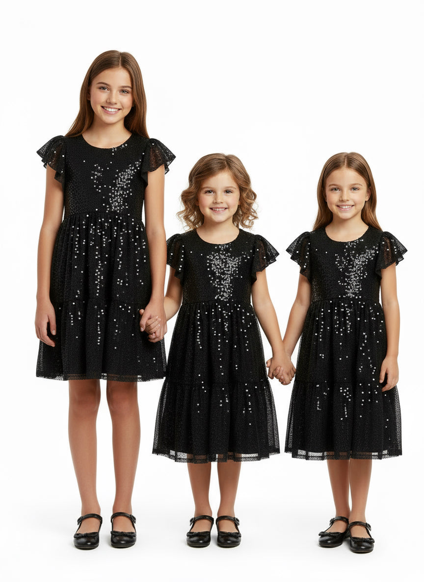 Little Girl Black Sparkly Dress