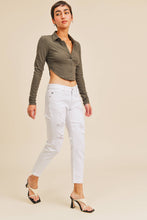Load image into Gallery viewer, Distressed White Jean Capri
